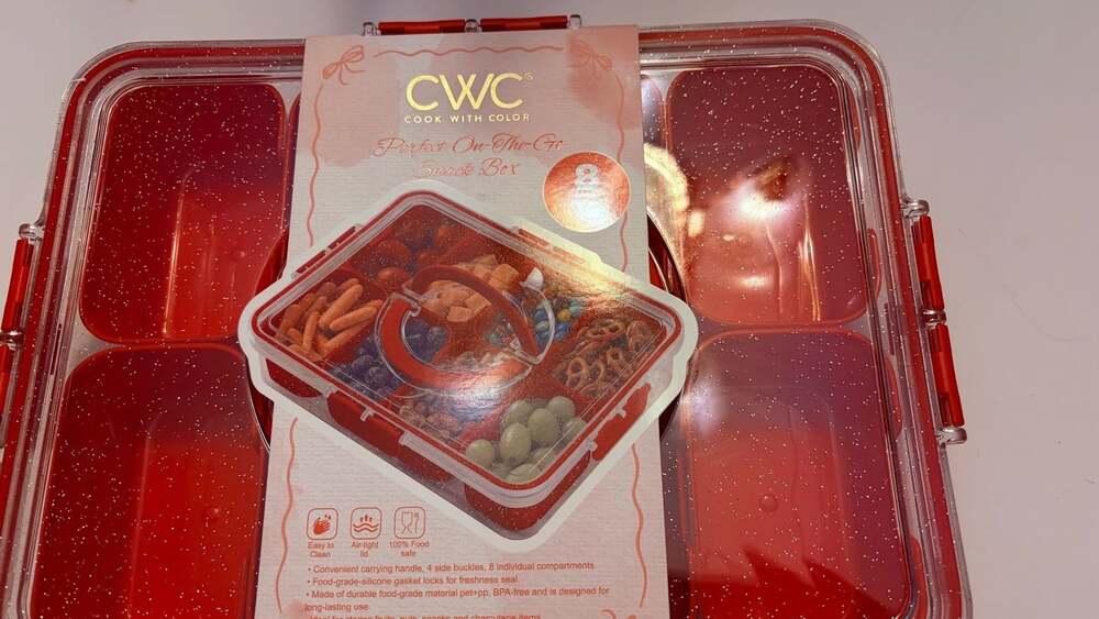 CWC Cook With Color 8 Compartment Snack Box Lunch Container BPA Free Red New - Picture 2 of 5